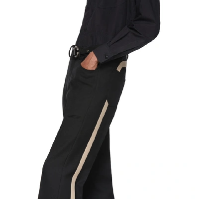 Shop Random Identities Black Officer Five-pocket Trousers In Black/biege