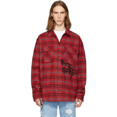 Shop Off-white Red & Black Flannel Check Shirt In 2010 Redblk