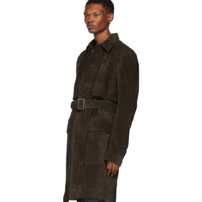 Shop Rick Owens Brown Suede Trench Coat In 04 Brown
