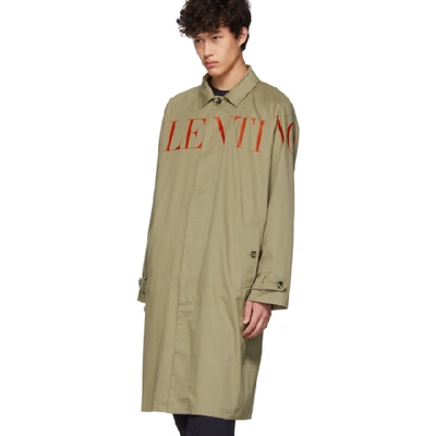 Shop Valentino Beige And Red Vlogo Trench Coat In Ul0beige/r