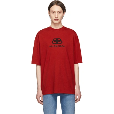 Shop Balenciaga Red Bb T-shirt