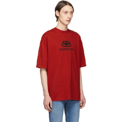 Shop Balenciaga Red Bb T-shirt