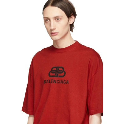 Shop Balenciaga Red Bb T-shirt