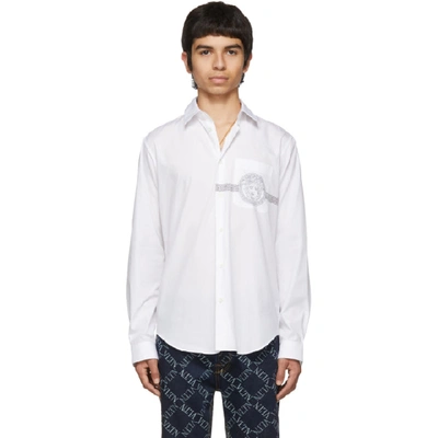 Shop Versace White Medusa Print Shirt In A001 White