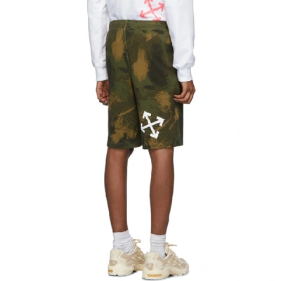 Shop Off-white Khaki Paint Brush Camo Sweat Shorts