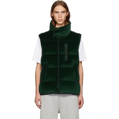 Shop Burberry Green Down Velour Vest