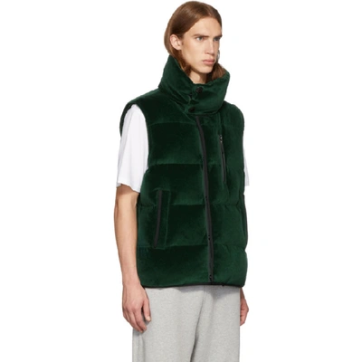 Shop Burberry Green Down Velour Vest