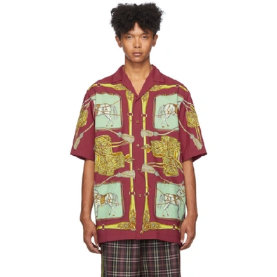 Shop Gucci Red Baroque Sellier Bowl Short Sleeve Shirt In 5093 Br.mag