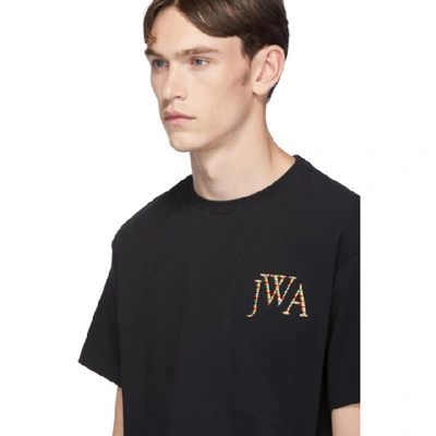 Shop Jw Anderson Black Embroidered Logo T-shirt In 999 Black