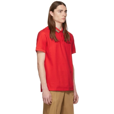 Shop Burberry Red Johnston Polo