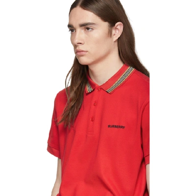 Shop Burberry Red Johnston Polo
