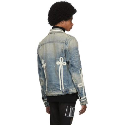 Shop Amiri Indigo Denim Roping Trucker Jacket In Idg Indigo