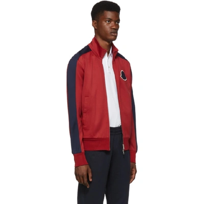 Shop Moncler Red Cardigan Track Jacket In 455 Red