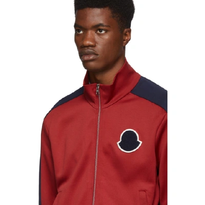 Shop Moncler Red Cardigan Track Jacket In 455 Red