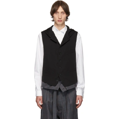 Shop Yohji Yamamoto Black Hooded Vest