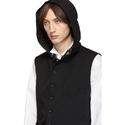 Shop Yohji Yamamoto Black Hooded Vest