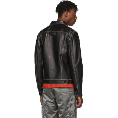 Shop Marni Black Leather Trucker Jacket In 00n99  Noir