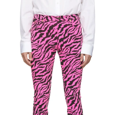 GUCCI 粉色 AND 黑色斑马纹紧身牛仔裤