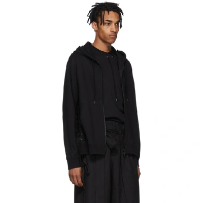 CRAIG GREEN CRAIG GREEN BLACK LACED ZIP-UP HOODIE 