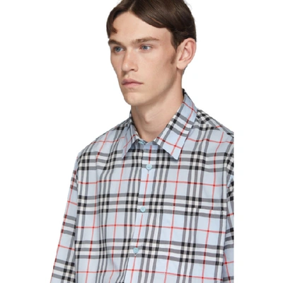 Shop Burberry Blue Check Sandor Shirt In Pale Blue