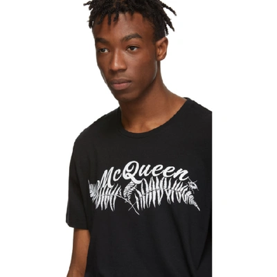 Shop Alexander Mcqueen Black Fern T-shirt In 0901 Blkmix