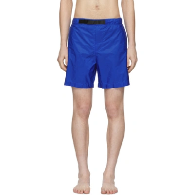 Shop Prada Blue Nylon Swim Shorts