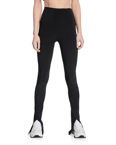 Norma Kamali Spat Split-hem Jersey Leggings In Black