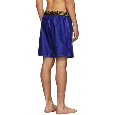 Shop Versace Underwear Blue Greek Key Medusa Swim Shorts In A86l Blue