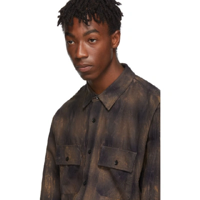 Shop Amiri Brown Cracked Plaid Flannel Shirt