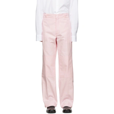 Shop Raf Simons Pink Illusions Straight Fit Trousers In 00034 Ltpnk