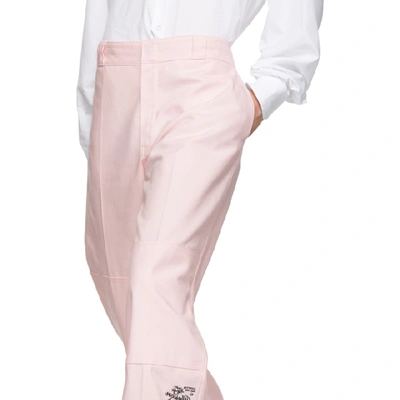 Shop Raf Simons Pink Illusions Straight Fit Trousers In 00034 Ltpnk