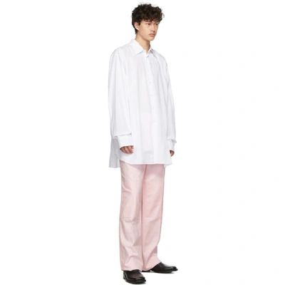 Shop Raf Simons Pink Illusions Straight Fit Trousers In 00034 Ltpnk