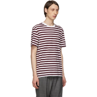 Shop Maison Margiela Three-pack Navy Stripe T-shirt In Navy/bordeaux/indigo