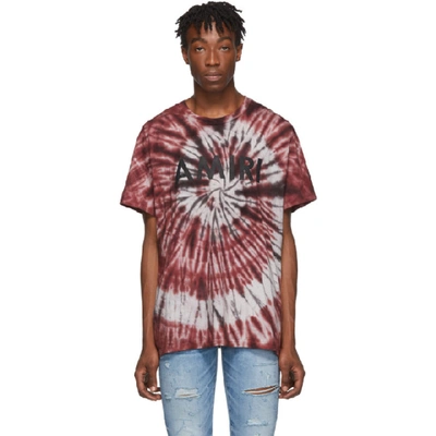 Shop Amiri Burgundy Tie-dye Logo T-shirt