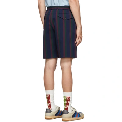 Shop Gucci Navy Stripe Vintage Colton Shorts In 4956 Blue