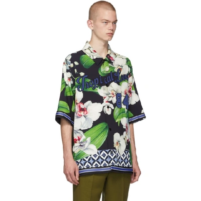 Shop Dolce & Gabbana Dolce And Gabbana Black Orchid Shirt In Hnih1 Blkor