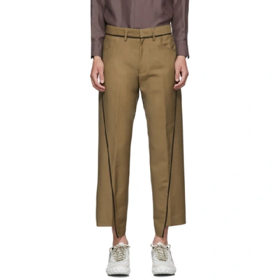 Shop Lanvin Tan Asymmetric Trousers In 66 Camel