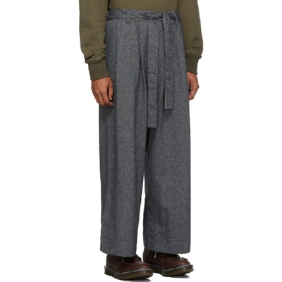 Shop Naked And Famous Denim Grey Tweed Wide Trousers In Charcoal