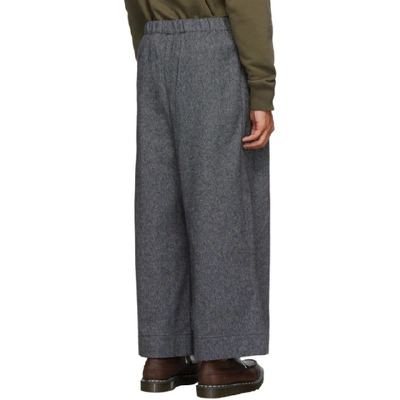 Shop Naked And Famous Denim Grey Tweed Wide Trousers In Charcoal