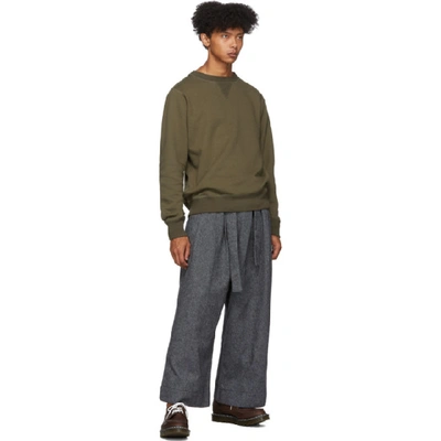 Shop Naked And Famous Denim Grey Tweed Wide Trousers In Charcoal