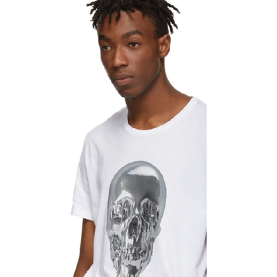 Shop Alexander Mcqueen White Metallic Skull T-shirt