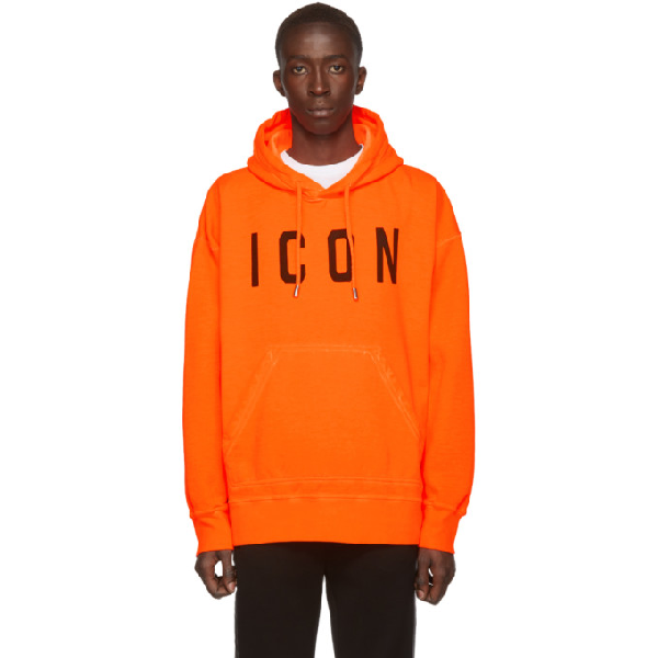 Dsquared2 Orange Fluo Dyed Icon Hoodie 