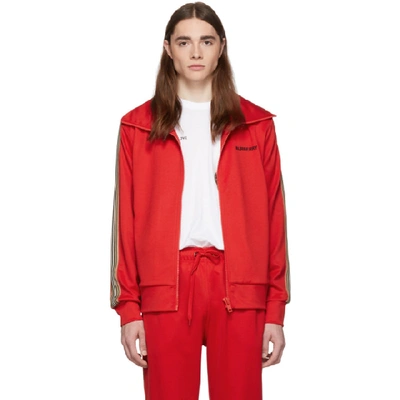 Shop Burberry Red Icon Stripe Silas Track Jacket In Bright Red