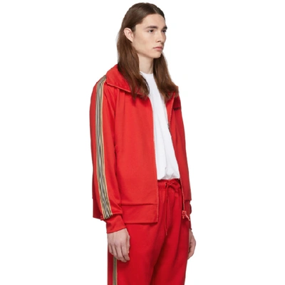 Shop Burberry Red Icon Stripe Silas Track Jacket In Bright Red