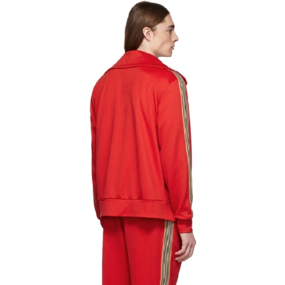 Shop Burberry Red Icon Stripe Silas Track Jacket In Bright Red