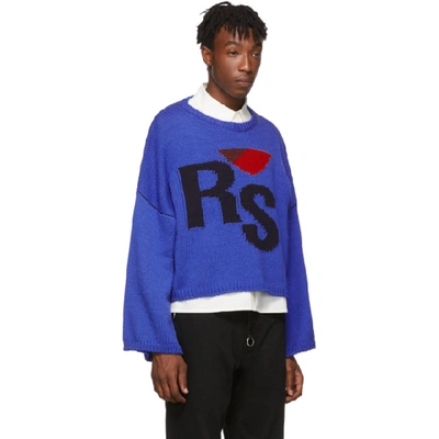 Shop Raf Simons Blue Wool Cropped Oversized Rs Sweater In 00040 Blue
