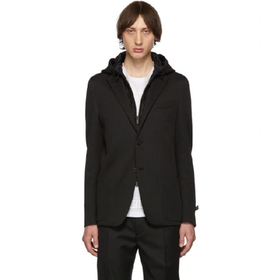 Shop Fendi Black Ff Zip-away Blazer In F0qa1 Blk