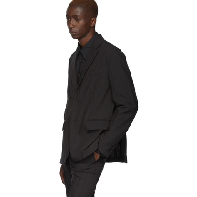 Shop Valentino Black Plisse Suit In 0nonero