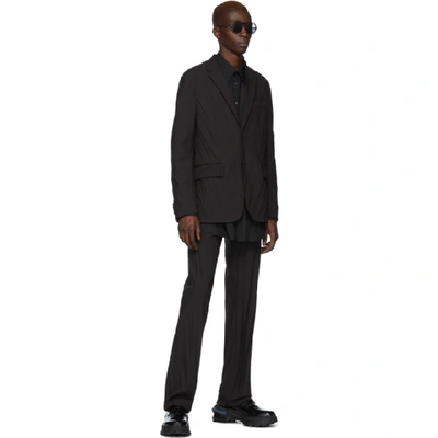 Shop Valentino Black Plisse Suit In 0nonero