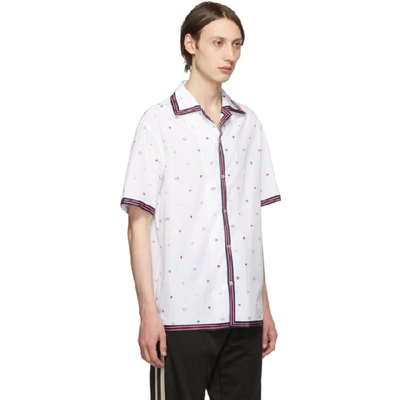 Shop Gucci White Fil Coupe Multi Symbol Bowling Shirt In 9692 White